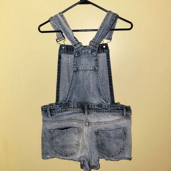 Forever 21 Distressed Denim Shortalls Overalls 28 - Picture 4 of 9